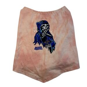 Y2K Broken Promises Reaper Bandana Halter Top Skeleton Rose Women's S Steampunk